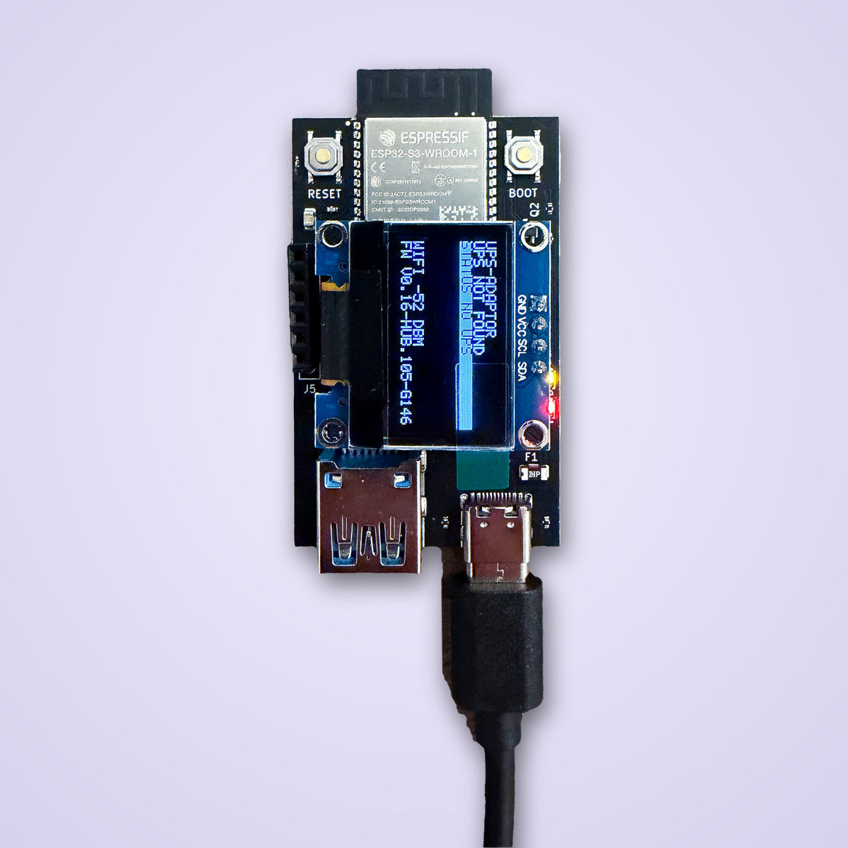 My UPS Pal OLED board with display, top view